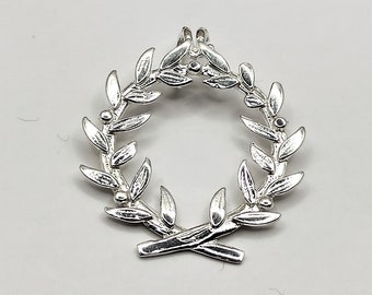 Olive Wreath Leaf Sterling Silver Pendant