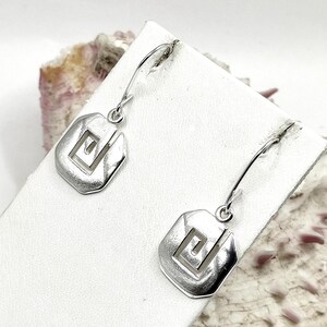 Handmade Greek Key Silver 925 Dangle Earrings For Women