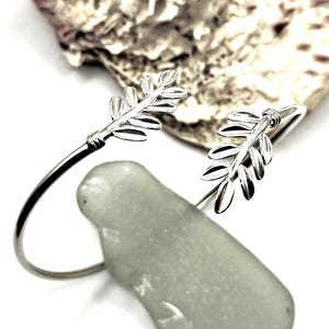 Greek Olive Leaf Silver Bangle Bracelet For Women