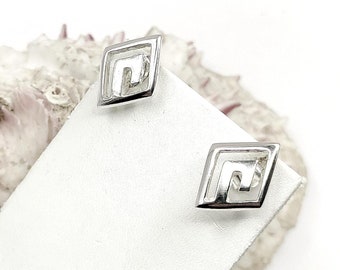 Boucles D'oreilles Argent 925 - Méandre à Clé - Occasion Très Bon état