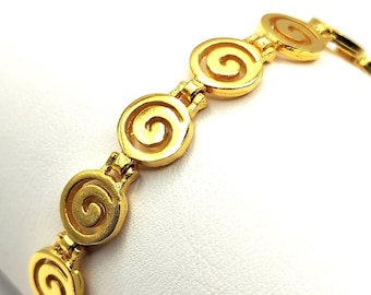 Ancient Greek Spiral Sterling Silver 925 Bracelet: 24K Gold Plated
