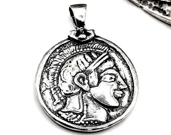 Handmade Goddess Athena Owl Athenian Tetradrachm Coin Pendant