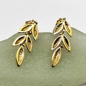 Olive Leaf Silver Gold plated Stud Earrings for women