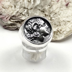 Handmade Alexander the Great Coin Silver 925 Signet Ring