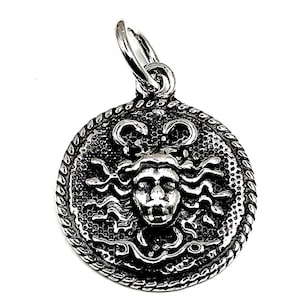 Medusa Gorgon Greek Coin Silver 925 Pendant Necklace