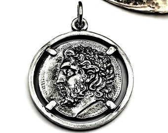 Handmade Sterling Silver 925 God Zeus Pendant