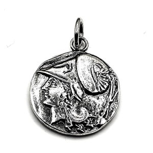 Sterling Silver 925 Athena Pegasus Coin Pendant