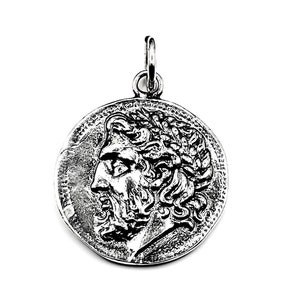 Handmade Greek God Zeus Silver 925 Coin Pendant