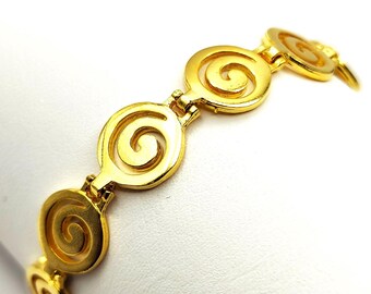 Handmade Sterling Silver 925 Spiral Bracelet: 24K Gold Plated
