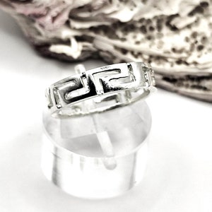Greek Key Meander Sterling Silver Ring in Handmade