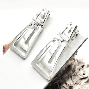 Greek Key Meander Silver 925 Stud Earrings For Women