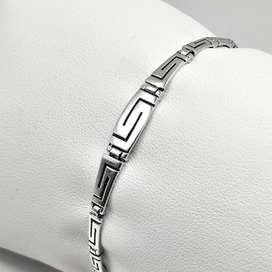 Ancient Greek Key Silver 925 Bracelet in Handmade
