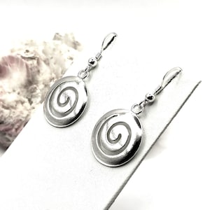 Ancient Greek Spiral Silver Dangle Earrings For Women