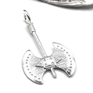 Ancient Greek Double Head Axe Silver Pendant
