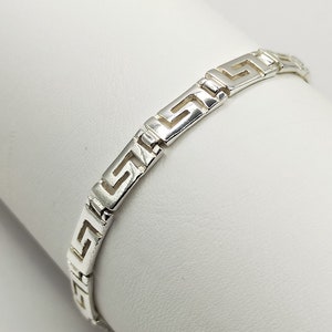 Meander Greek Key Silver Bracelet