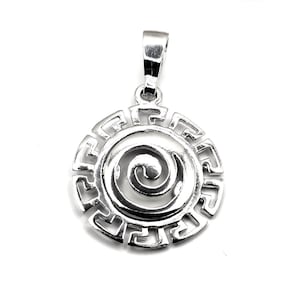 Handmade Spiral Silver Pendant with Greek key