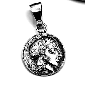 Sterling Silver 925 Ancient Greek Athena Owl Athenian Tetradrachm Coin Pendant