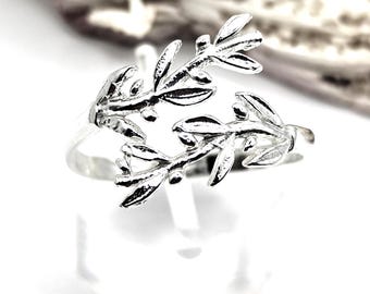 Greek Olive Leaf Silver Ring for women