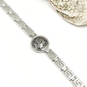 Handmade Alexander the Great Silver Bracelet with Greek Key