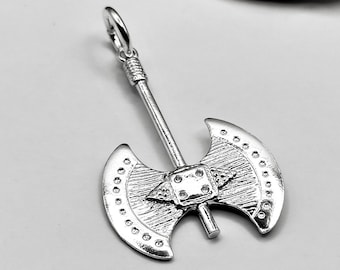 Antike griechische Doppelkopf Axt Silber Anhänger