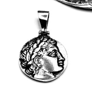 Ancient Greek God Apollo Silver Pendant in Handmade