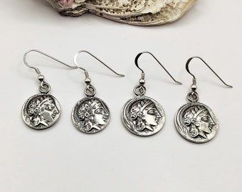 Handmade Silver 925 Goddess Athena Dangle Earrings