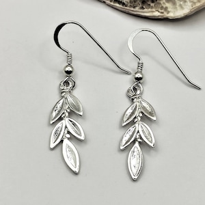 Olive Leaf Silver 925 Dangle Earrings For Women
