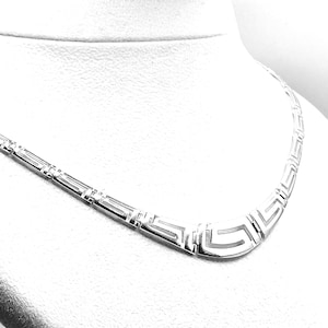 Greek Key Meander Silver 925 Necklace For Women