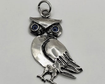 Ancient Greek Owl Of Goddess Athena Silver Pendant