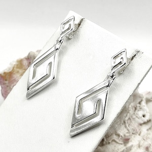 Handmade Silver 925 Greek Key Stud Earrings For Women
