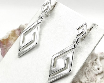 Handmade Silver 925 Greek Key Stud Earrings For Women