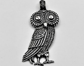 Handmade Greek Goddess Athena Owl Silver 925 Pendant