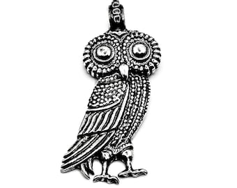 Handmade Silver 925 Owl Goddess Athena Pendant