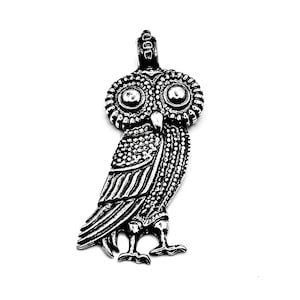 Handmade Silver 925 Owl Goddess Athena Pendant
