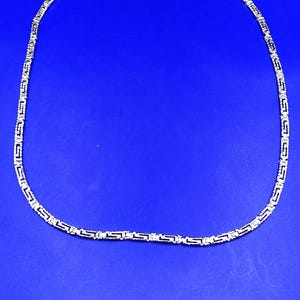 Handmade Greek Key Meander Silver 925 Hammered Link Adjustable Necklace