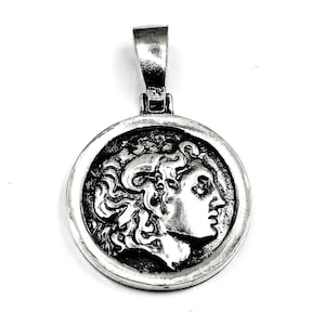 Handmade Greek Alexander the Great Silver Pendant