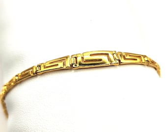 Handgjort armband med grekisk nyckel, silverpläterat guld