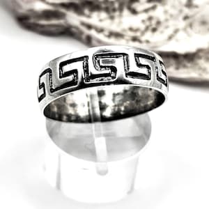 Handmade Greek Key Meander Sterling Silver 925 Band Ring