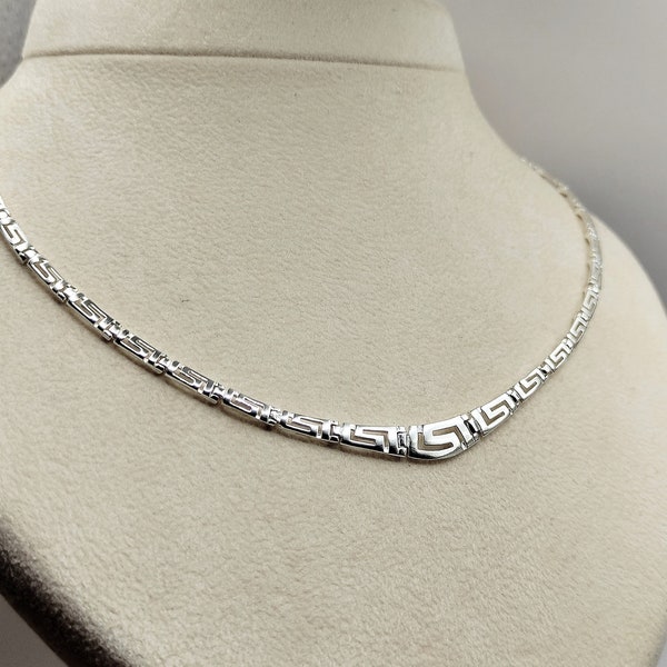 Handmade Greek Key Meander Silver 925 Necklace