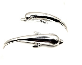 Handmade Sterling Silver 925 Dolphin Bangle Bracelet For Women