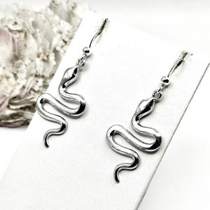 Handmade Sterling Silver 925 Snake Dangle Earrings For Women