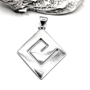 Handmade Greek Key Meander Silver Pendant