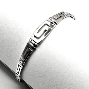 Ancient Greek Key Meander Silver Bracelet
