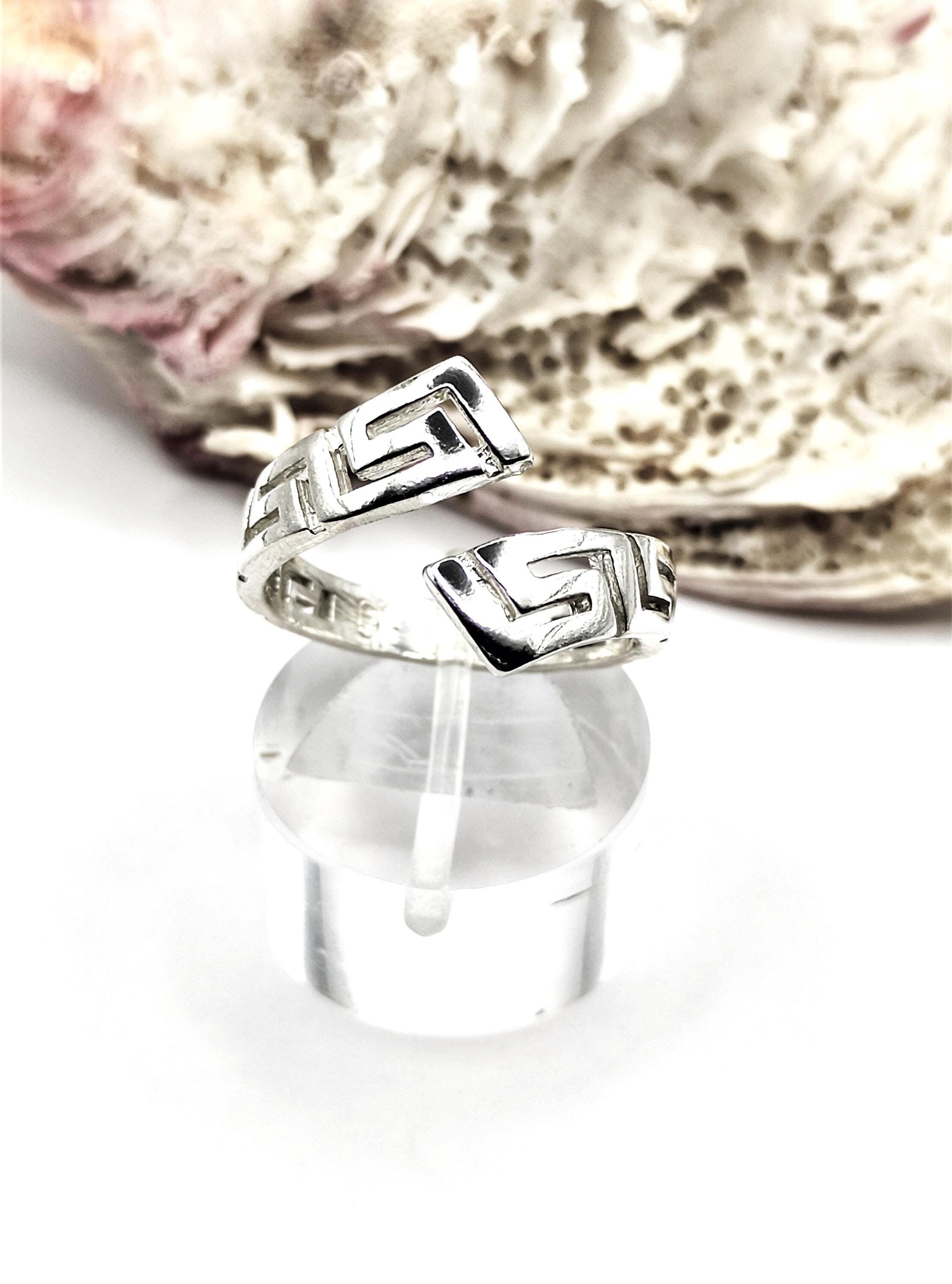 Greek Key Meander Sterling Silver Ring for Women - Etsy