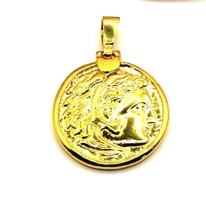 Alexander the Great Coin Silver Gold Plated Pendant
