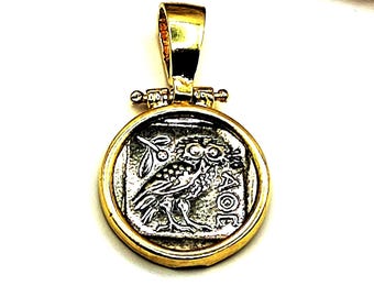 Owl of Goddess Athena Silver Pendant