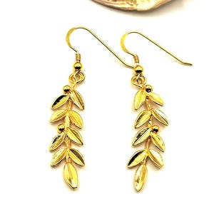 Olive Leaf Silver Gold Plated Dangle Earrings For Women