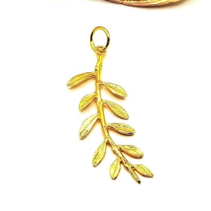 Handmade Olive Leaf Silver Gold Plated Pendant