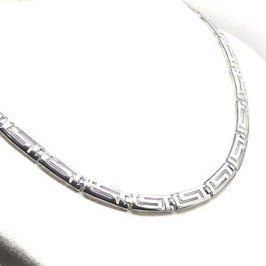 Handmade Ancient Greek Key Meander Silver 925 Link Adjustable Necklace