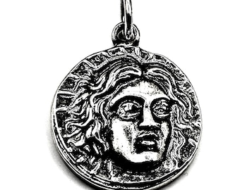 Ancient Greek God Of Sun Apollo Helios Coin Silver 925 Pendant